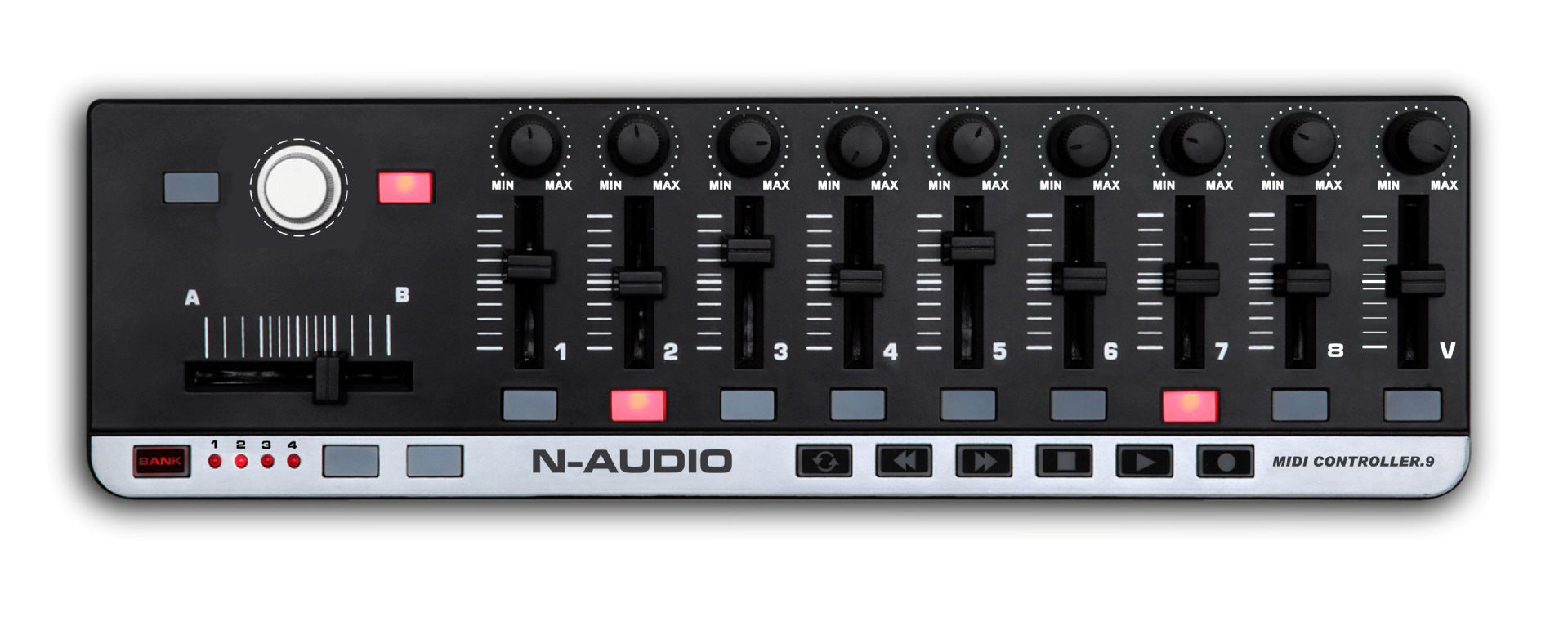 HKM-357779 Portable MIDI Controller with 9 Assignable Faders, 11 Buttons, and USB Compatibility for Music Production