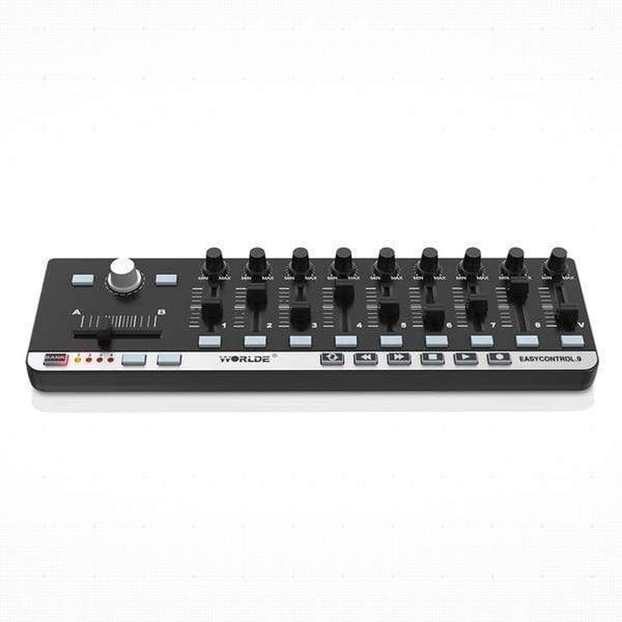 HKM-357779 Portable MIDI Controller with 9 Assignable Faders, 11 Buttons, and USB Compatibility for Music Production