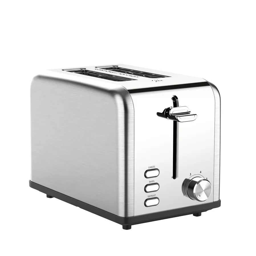 HKM-357843 Extra Wide Slot Stainless Steel 2-Slice Electric Bread Toaster for Household Use