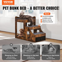 HKM-3578941 Multifunctional Pet Bunk Bed with Stairs and Window Perch for Dogs and Cats