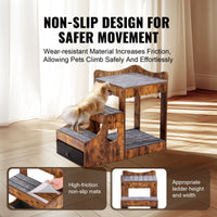 HKM-3578941 Multifunctional Pet Bunk Bed with Stairs and Window Perch for Dogs and Cats