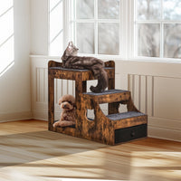 HKM-3578941 Multifunctional Pet Bunk Bed with Stairs and Window Perch for Dogs and Cats