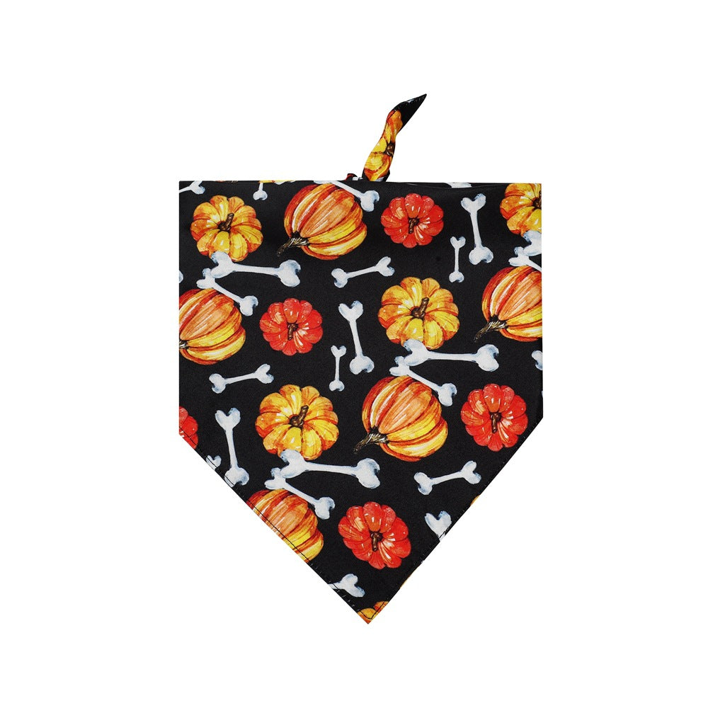 HKM-3580093 Halloween Triangle Dog Bib - Polyester Saliva Towel for Dogs, 70x48x48cm, Various Styles