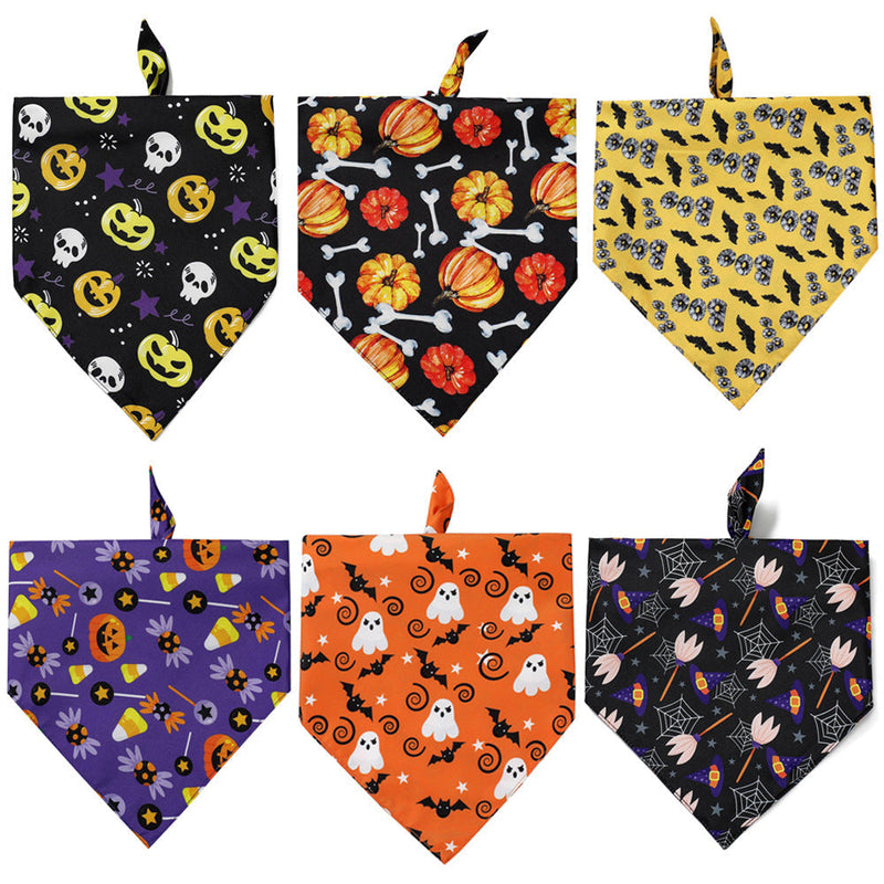 HKM-3580093 Halloween Triangle Dog Bib - Polyester Saliva Towel for Dogs, 70x48x48cm, Various Styles