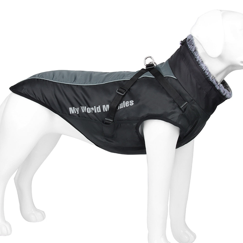HKM-3580861 Reflective Waterproof Dog Shell Jacket for Large Breeds - Warm Cotton Pet Clothing in Multiple Colors