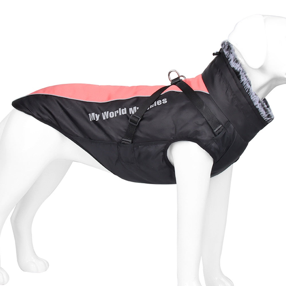 HKM-3580861 Reflective Waterproof Dog Shell Jacket for Large Breeds - Warm Cotton Pet Clothing in Multiple Colors