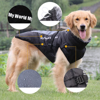 HKM-3580861 Reflective Waterproof Dog Shell Jacket for Large Breeds - Warm Cotton Pet Clothing in Multiple Colors