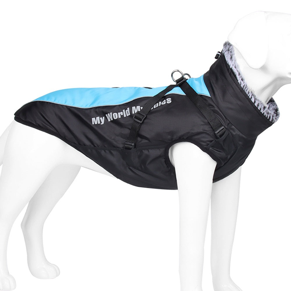 HKM-3580861 Reflective Waterproof Dog Shell Jacket for Large Breeds - Warm Cotton Pet Clothing in Multiple Colors