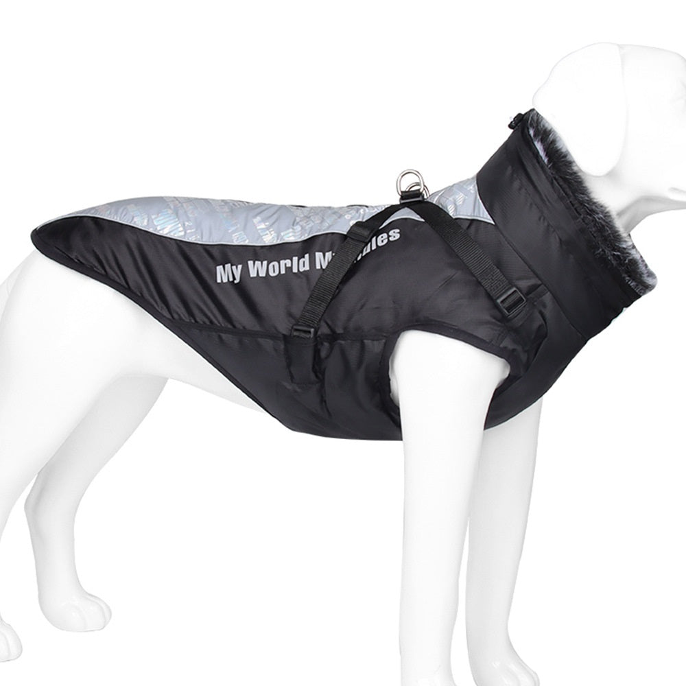 HKM-3580861 Reflective Waterproof Dog Shell Jacket for Large Breeds - Warm Cotton Pet Clothing in Multiple Colors