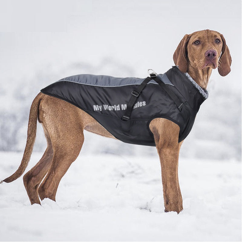 HKM-3580861 Reflective Waterproof Dog Shell Jacket for Large Breeds - Warm Cotton Pet Clothing in Multiple Colors