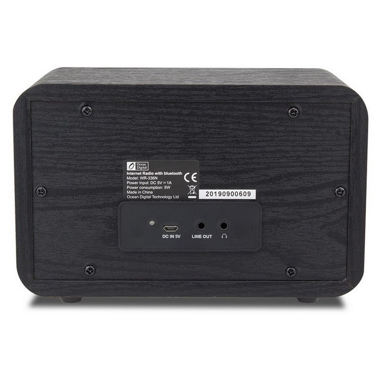 HKM-358163 Mini Wi-Fi Audio Radio with Bluetooth, 2000mAh Battery, 8-Hour Playtime, Mono Sound, Wood Finish, Remote Control