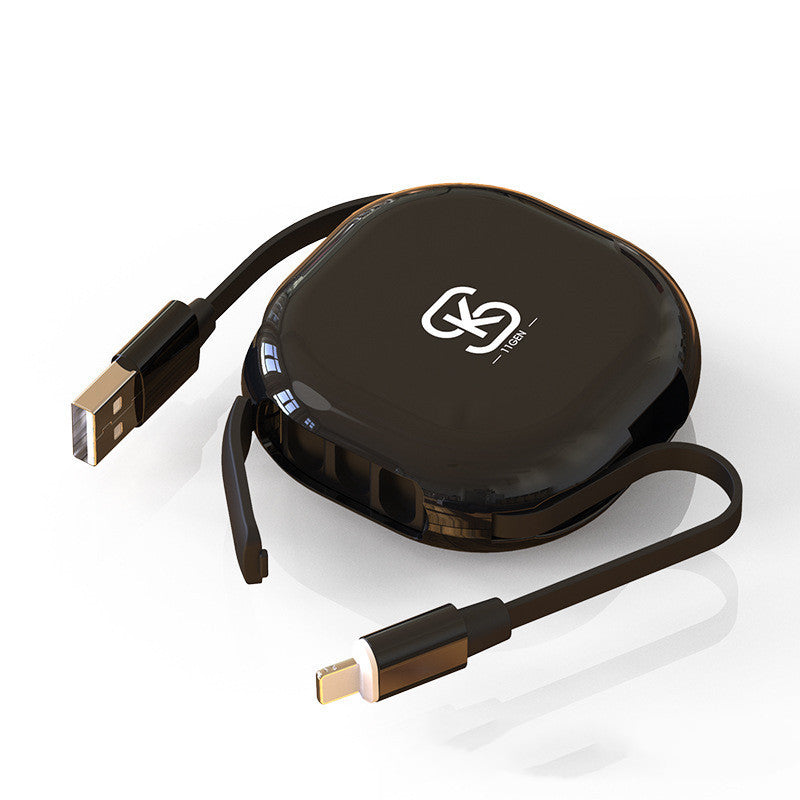HKM-358163 Three-in-One Telescopic Magnetic Charging Cable for Android, Apple, and Type-C Devices, 1m Length