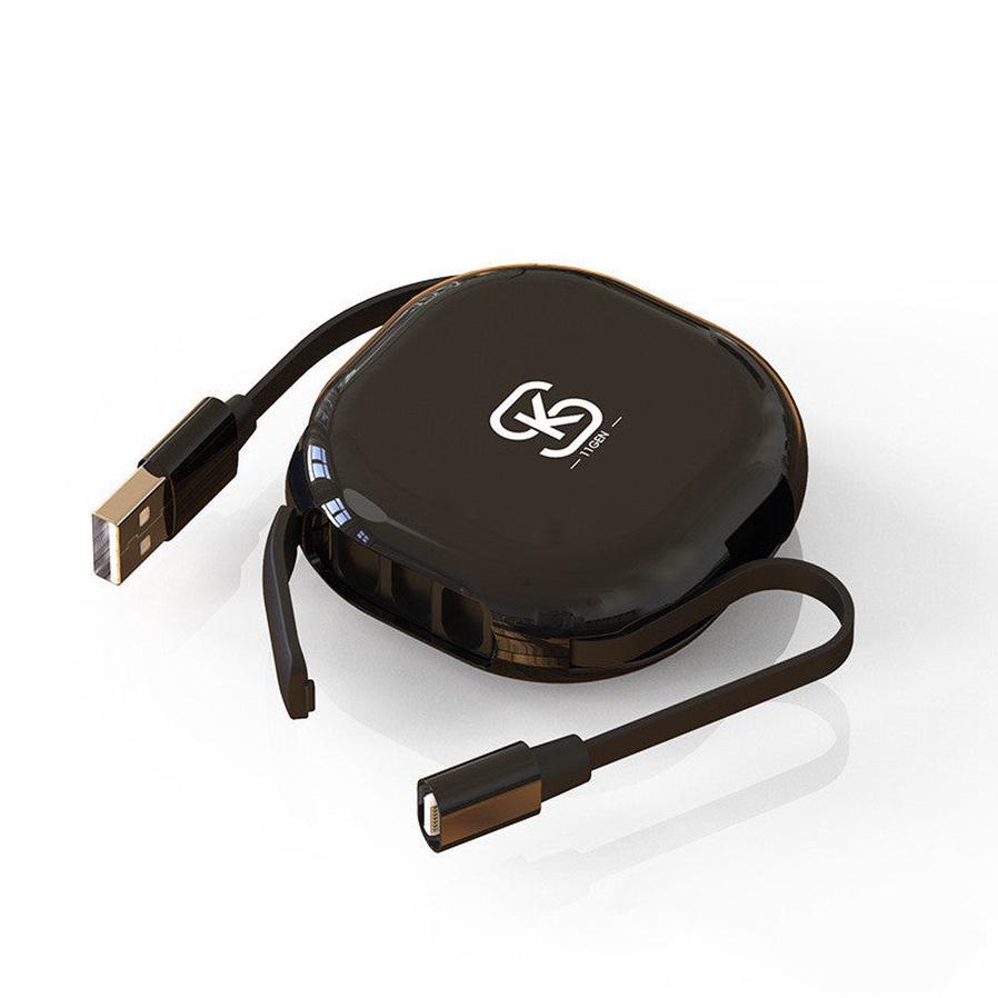 HKM-358163 Three-in-One Telescopic Magnetic Charging Cable for Android, Apple, and Type-C Devices, 1m Length