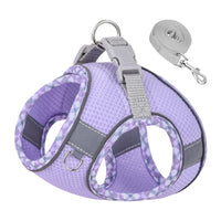 HKM-3582269 Reflective Plaid Dog Harness with Traction Rope - Adjustable Fit for Comfort and Safety