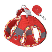 HKM-3582269 Reflective Plaid Dog Harness with Traction Rope - Adjustable Fit for Comfort and Safety