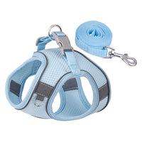 HKM-3582269 Reflective Plaid Dog Harness with Traction Rope - Adjustable Fit for Comfort and Safety