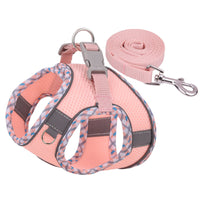 HKM-3582269 Reflective Plaid Dog Harness with Traction Rope - Adjustable Fit for Comfort and Safety