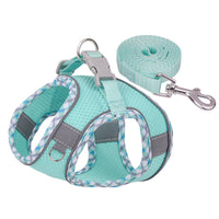 HKM-3582269 Reflective Plaid Dog Harness with Traction Rope - Adjustable Fit for Comfort and Safety