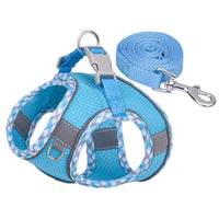 HKM-3582269 Reflective Plaid Dog Harness with Traction Rope - Adjustable Fit for Comfort and Safety