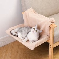 HKM-358227 L-shaped Plush Cat Hammock Nest in Lamb and Rabbit Fur Options