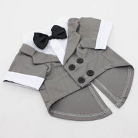 HKM-3583037 Elegant Cotton Bow Tie Evening Dress for Puppies in Black and Gray