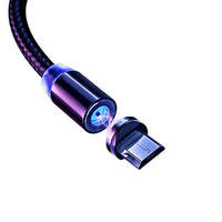 HKM-358483 Three-in-One Nylon Magnetic Data Cable for USB, Micro USB, and Type-C Devices, 1m Length