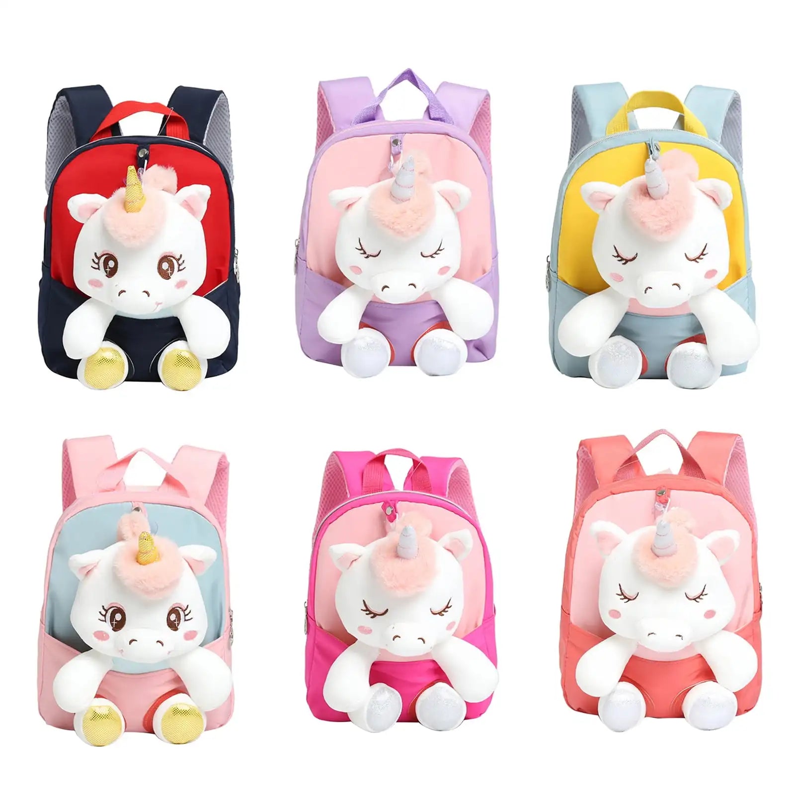 HKM-358547 Lightweight Toddler Backpack for Girls - Ideal Preschool School Bag with Stuffed Toy Features