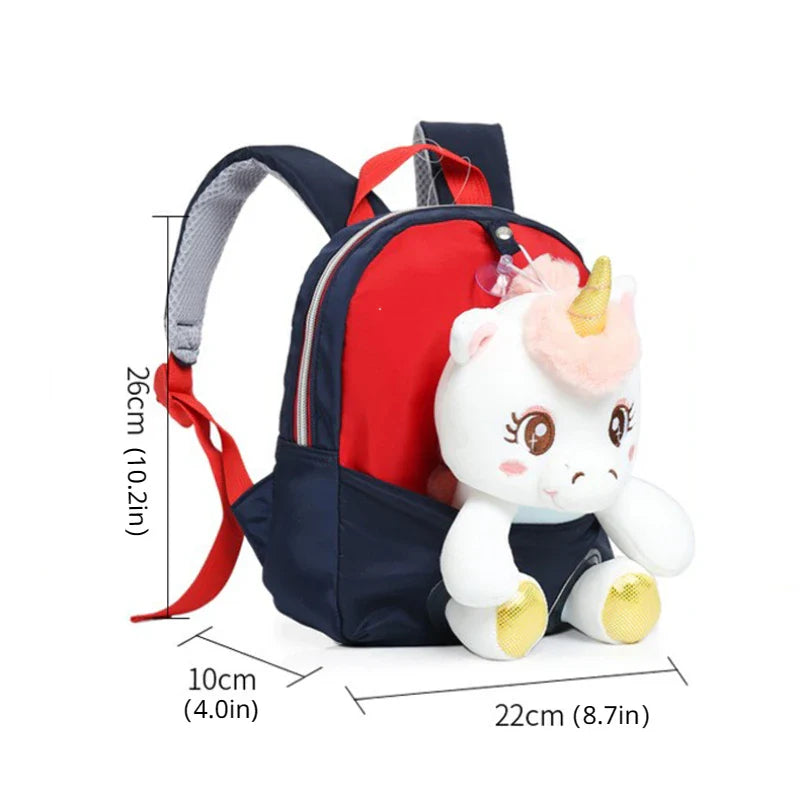 HKM-358547 Lightweight Toddler Backpack for Girls - Ideal Preschool School Bag with Stuffed Toy Features