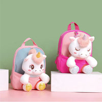 HKM-358547 Lightweight Toddler Backpack for Girls - Ideal Preschool School Bag with Stuffed Toy Features