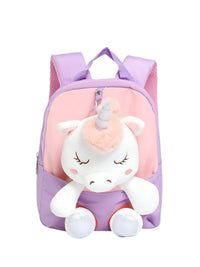 HKM-358547 Lightweight Toddler Backpack for Girls - Ideal Preschool School Bag with Stuffed Toy Features