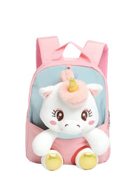 HKM-358547 Lightweight Toddler Backpack for Girls - Ideal Preschool School Bag with Stuffed Toy Features