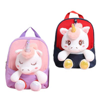 HKM-358547 Lightweight Toddler Backpack for Girls - Ideal Preschool School Bag with Stuffed Toy Features