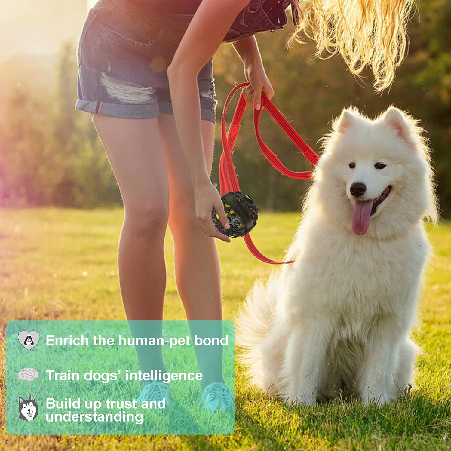 HKM-3585725 Durable Wobble Dog Ball Toy for Aggressive Chewers - Squeaky Giggle Sound, Non-Toxic Rubber, Teeth Cleaning Design