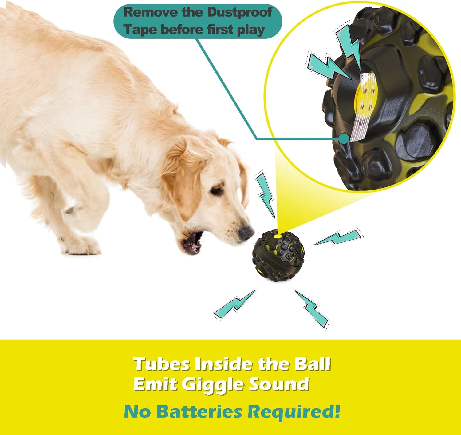 HKM-3585725 Durable Wobble Dog Ball Toy for Aggressive Chewers - Squeaky Giggle Sound, Non-Toxic Rubber, Teeth Cleaning Design