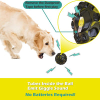 HKM-3585725 Durable Wobble Dog Ball Toy for Aggressive Chewers - Squeaky Giggle Sound, Non-Toxic Rubber, Teeth Cleaning Design
