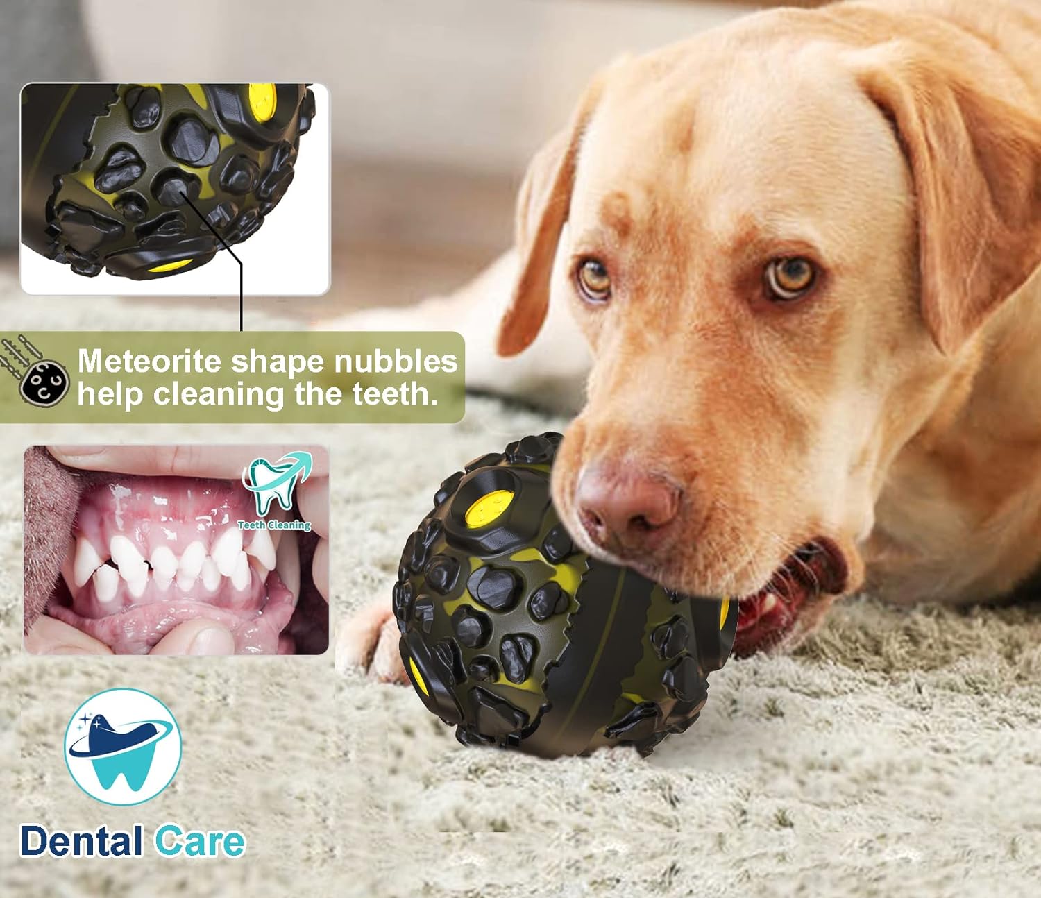 HKM-3585725 Durable Wobble Dog Ball Toy for Aggressive Chewers - Squeaky Giggle Sound, Non-Toxic Rubber, Teeth Cleaning Design
