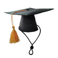 HKM-3586621 Black Doctoral Hat and Bow Tie Set for Pets, Size S, Polyester Material