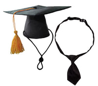 HKM-3586621 Black Doctoral Hat and Bow Tie Set for Pets, Size S, Polyester Material