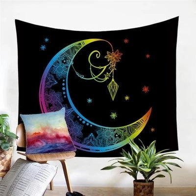 HKM-358803 European Classic Geometric Abstract Plush Fabric Tapestry for Bedroom and Living Room Décor