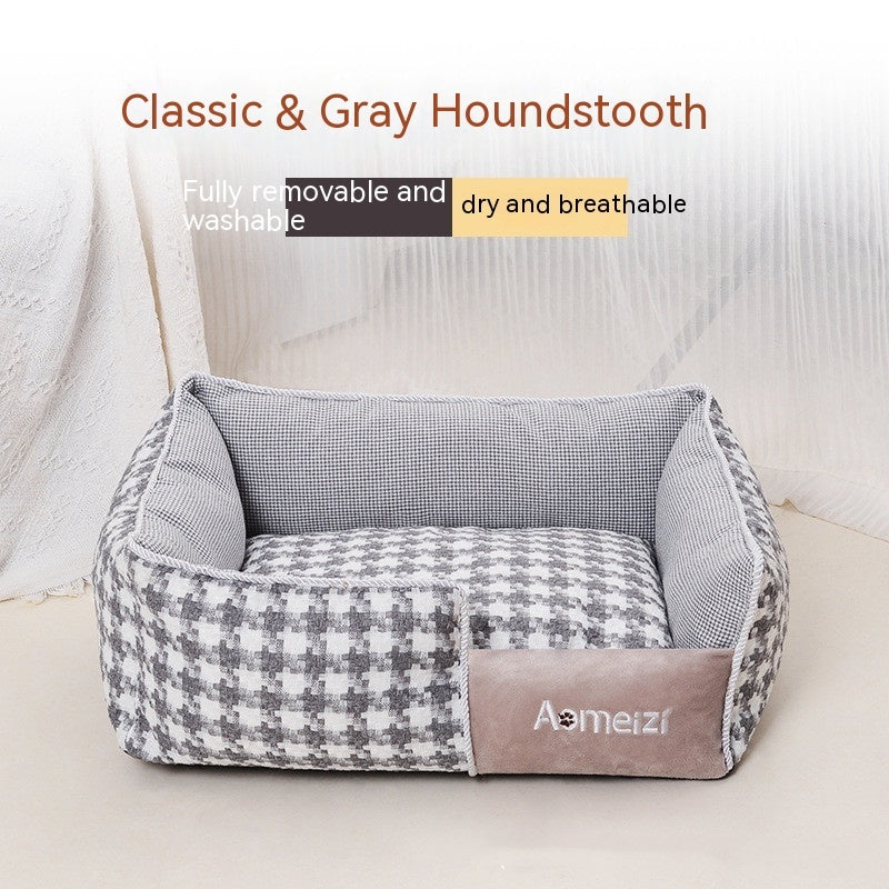 HKM-3588285 Removable and Washable Houndstooth Pet Bed for Cats – Four Seasons Universal Design