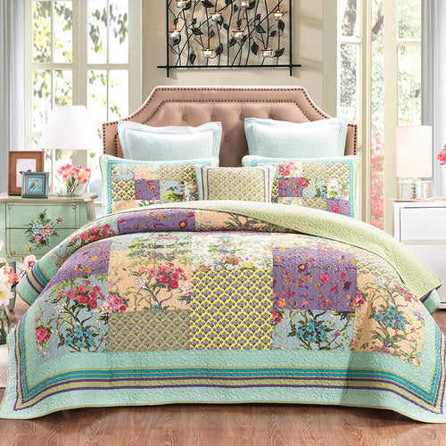 HKM-358867 Three-Piece Cotton Bedding Set with Floral Design, Suitable for 1.8m Beds, Includes Duvet Cover and Pillowcases