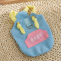 HKM-3588797 Spring and Summer Cat Macaron Pocket Traction Sling Clothes in Ollie Pink and Bondi Blue