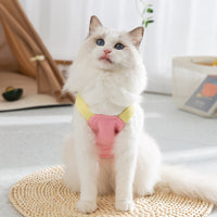 HKM-3588797 Spring and Summer Cat Macaron Pocket Traction Sling Clothes in Ollie Pink and Bondi Blue