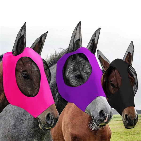 HKM-3589693 Comfort Fit Lycra Horse Fly Mask with Ears for UV Protection in Multiple Sizes and Colors