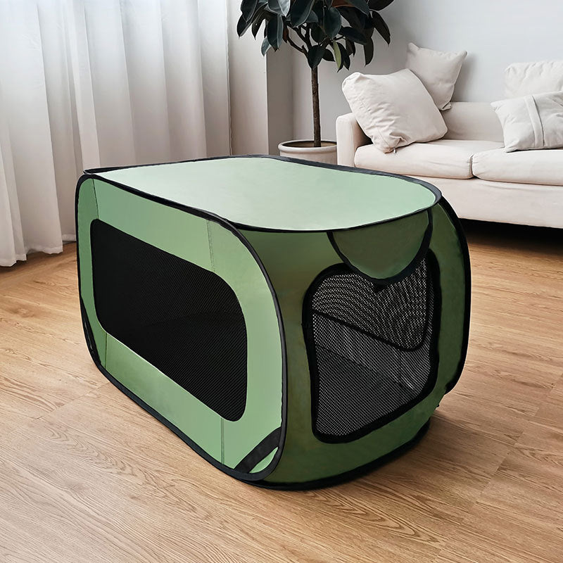 HKM-3590461 Portable Dog Car Cage for Small to Medium Breeds - Gray, Red, Green - Oxford Mesh & Steel Wire, 94x53x53cm