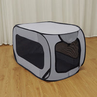 HKM-3590461 Portable Dog Car Cage for Small to Medium Breeds - Gray, Red, Green - Oxford Mesh & Steel Wire, 94x53x53cm