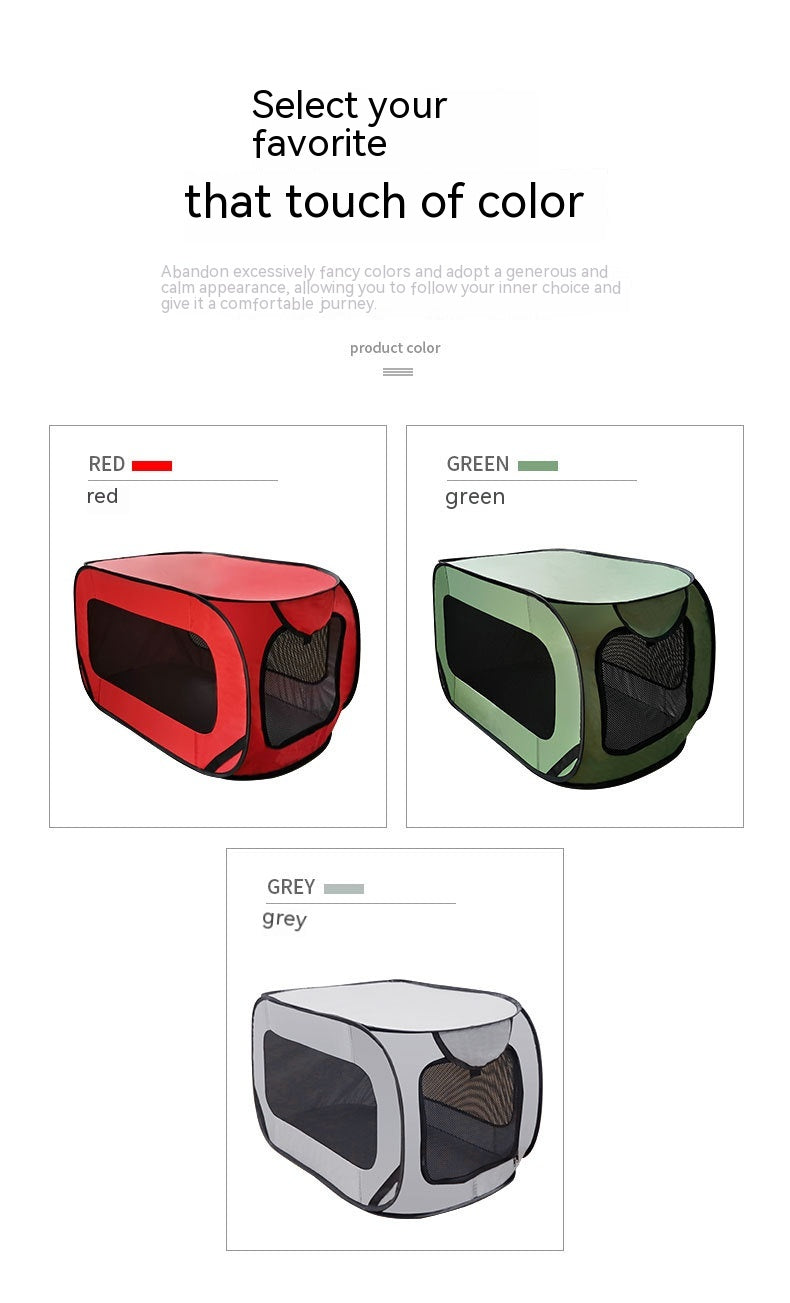 HKM-3590461 Portable Dog Car Cage for Small to Medium Breeds - Gray, Red, Green - Oxford Mesh & Steel Wire, 94x53x53cm
