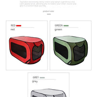 HKM-3590461 Portable Dog Car Cage for Small to Medium Breeds - Gray, Red, Green - Oxford Mesh & Steel Wire, 94x53x53cm