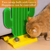 HKM-3591485 Cactus Self Groomer for Cats with Catnip Balls - Corner Brush & Scratching Pad