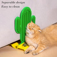 HKM-3591485 Cactus Self Groomer for Cats with Catnip Balls - Corner Brush & Scratching Pad